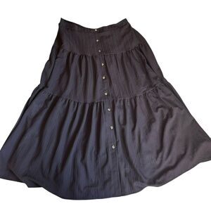 SHEIN Black A-Line Flowy Long Stretch Waist 4XL Women’s Skirt Button Accented